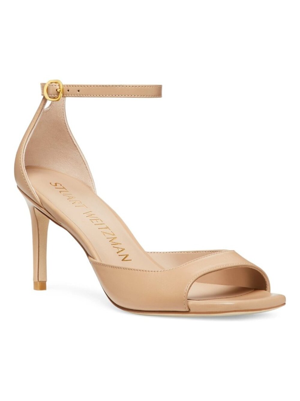 $550 STUART WEITZMAN NUDISTIA SQUARE TOE HEEL LEATHER ADOBE 7.5 (DD19)